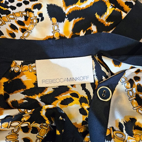 REBECCA MINKOFF! 100% silk sleeveless animal print with bow tie - Picture 14 of 14